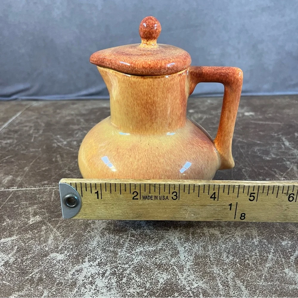 Franciscan El Patio Pottery Jug Orange w/ Lid Gloss Syrup / Hot Water *See Desc*